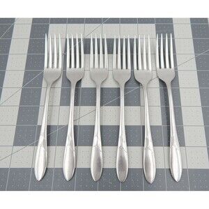 Oneida DEBONAIR Stainless 6 Dinner Forks Oneidacraft Deluxe Flatware 7-1/2 Inch